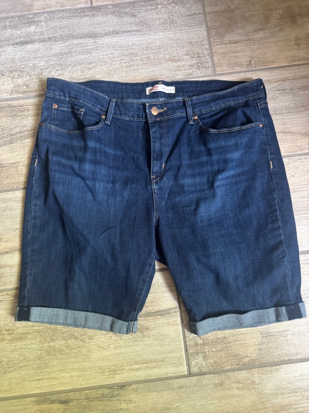 Signature by Levi Strauss Indigo Rolled-Hem Denim Bermuda Shorts